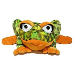 Six Flags Plush Tree Frog 28" Stuffed Animal Green Camo Orange Man Cave Gag Gift